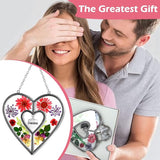 KY&BOSAM Grandma Heart Suncatcher Grandma Gifts Staiend Glass Wind Chimes for Outside Pressed Flower Colorful Heart Suncatchers Outdoor for Garden Windows Indoor Home Trees Patio Yard Porch Decor