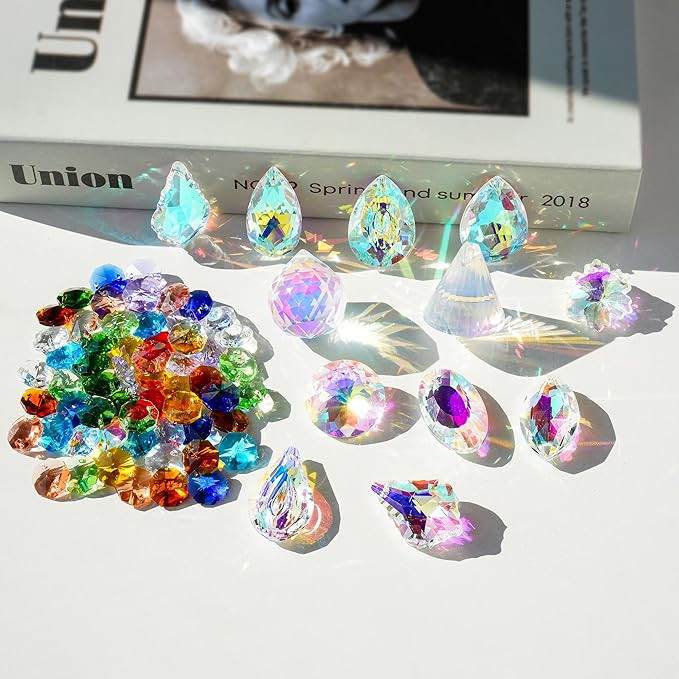 kanpura 164 Pcs DIY Suncatchers Kits Crystal Suncatcher Sun Catchers with Crystals Chandelier Prism Replacement Sun Catcher Beads for Windows Hanging