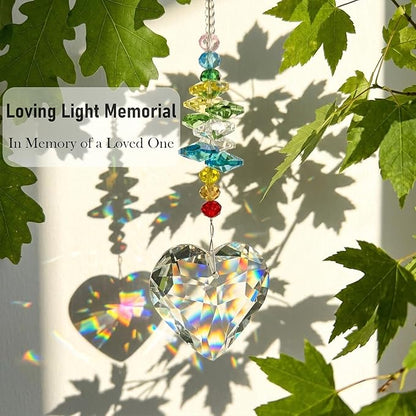 Crystal Angel Wings Suncatcher - A Piece of My Heart is in Heaven Memorial Gift for Women, Sympathy Bereavement Gift for Loss of Loved One, Remembrance Window Decor