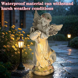 Solar Angel Statue for Outdoor Garden Decor, 10.6 INCH Outside Angel Sprinkles Water Sculptures Ornaments for Balcony, Garden, Patio, Yard, Lawn, Birthday Gifts for Women Mom Grandma