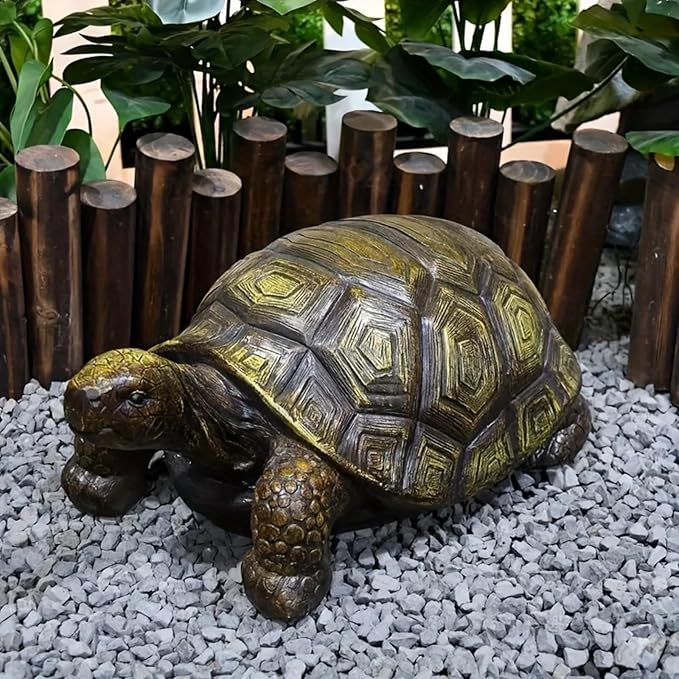 Large Turtle Statues for Garden, 21.2" x 12.5" x 9" Realistic Tortoise Outdoor Sculpture, Weather-Resistant Resin Figurine for Patio, Lawn, and Backyard Decor, Housewarming Gift