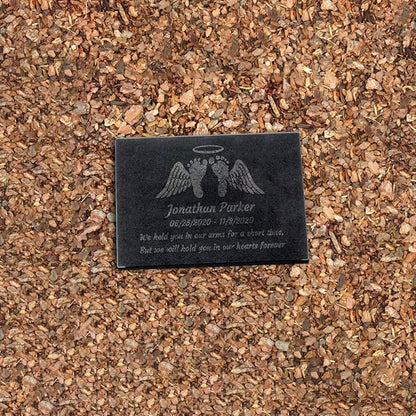 PlaqueMaker Black Granite Memorial Headstone Or Garden Memorial for Lost Infant or Child - Include You Personalized Text. Can be Used as a Sympathy Gift, Garden Stone or Grave Maker (12 x 8 x 2)