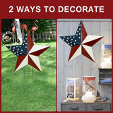 Linfevisi American Flag Star Yard Signs 27.5 Inch Metal Patriotic Barn Stars Garden Stakes US Flag Outdoor 4th of July Decorations Memorial Day Yard Art Lawn Ornaments Patio for Outside