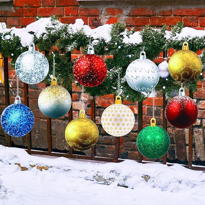 Sumind 10 Pieces Christmas Decorations Outdoor Christmas Hanging Ornaments Large Yard Lawn Signs Round Double Sided Porch Ornaments for Xmas Party Decor(Flash Style)