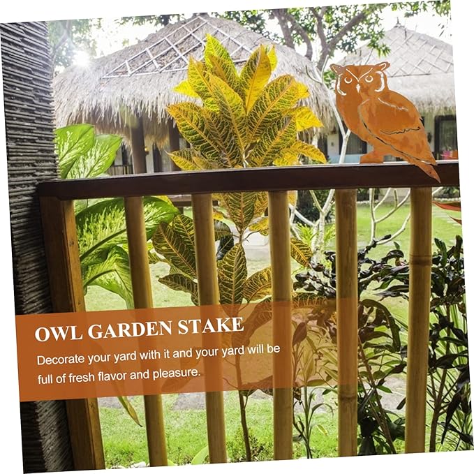 1Pc Owl Shaped Iron Garden Stake Decor Durable Outdoor Statue for Vibrant Courtyard Unique Owl Brighten Up Your Garden for Decor and Garden Art