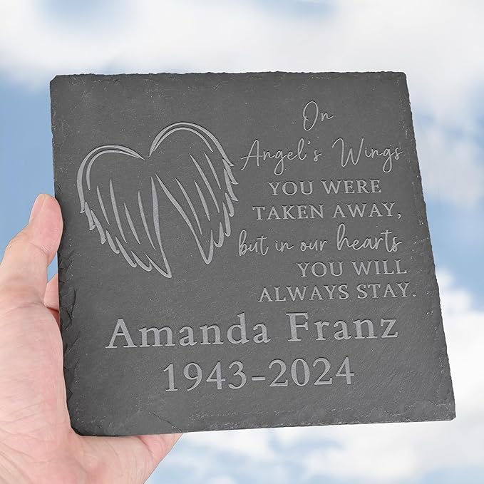 Personalized Memorial Stone Memorial Garden Stone - Sympathy Gifts for Loss of Dad, Mom or Loved One - Bereavement, Remembrance and Condolence Gift - You Will Always Stay Square