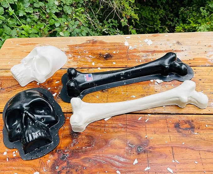 AUTUMN Skull and Bone Halloween Garden Decor Mold, Concrete Cement Mold, Skull and Bone for Garden Figure, DIY Outdoor Decor, Skull and Bone Statue for Garden
