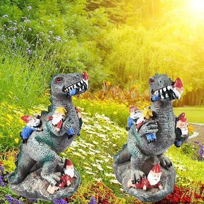 2pcs Funny Gnome Creative Dinosaur Garden Statues Decoration 5.9 inch High Sculpture Christmas Decorations for Indoor Yard Patio Lawn Figurines Landscape Decor