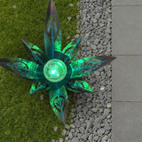 Jesokiibo 2pcs Tequila Sculpture Metal Agave Plant Home Decor Rustic Hand Painted Figurines Yard Decorations Lawn Ornaments（Multi-Color LED Solar Light Green） (Green)