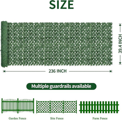 Artificial Ivy Privacy Fence Screen,39.4" x 236" UV-Anti Fake Leaves Plant Vine,Privacy Hedges Wall for Indoor Outdoor Garden Backyard Decor