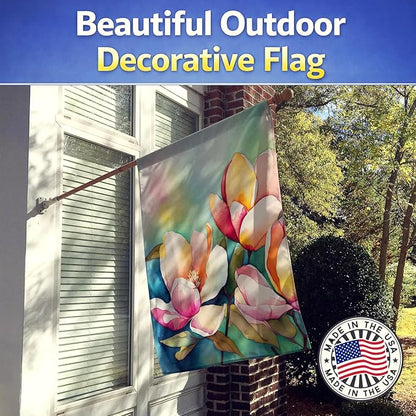 Caroline's Treasures Mississippi Magnolia in Watercolor House Flag Large Porch Sleeve Pole Decorative Outside Yard Banner Artwork Wall Hanging, Polyester, House Size, Multicolor