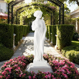 EROMMY Outdoor Garden Statue, 31.5-Inch Greek Nymph Sculpture in Roman Style, Elegant Goddess Figurine for Patio, Yard, Lawn & Porch Decor, Resin, Ivory