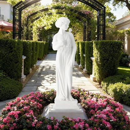 EROMMY Outdoor Garden Statue, 31.5-Inch Greek Nymph Sculpture in Roman Style, Elegant Goddess Figurine for Patio, Yard, Lawn & Porch Decor, Resin, Ivory