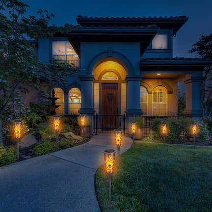 Toodour Solar Lights Outdoor, 10 Pack Solar Torch Lights with Flickering Flame, IP65 Waterproof Yard Lights Landscape Decoration Lighting for Outside Garden Lawn Pathway Patio Decorations