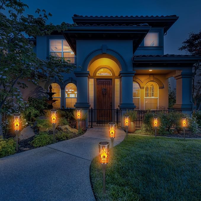 Toodour Solar Lights Outdoor, 6 Pack Solar Torch Lights with Flickering Flame, IP65 Waterproof Yard Lights Landscape Decoration Lighting for Outside Garden Lawn Pathway Patio Decorations