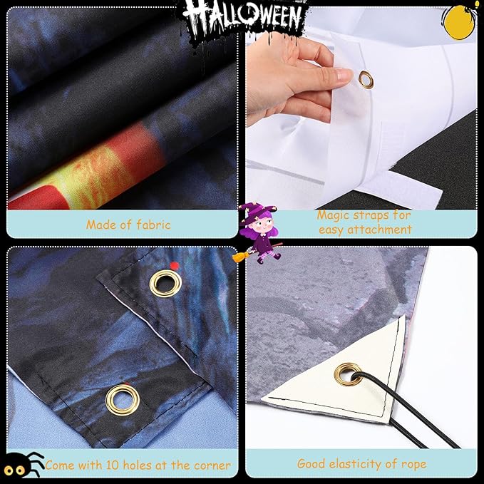 Panelee Halloween Garage Door Decoration 7x16ft Large Horror Backdrop Banner Horror Halloween Garage Door Cover with Bat Cemetery for Home Yard Scary Theme Party Outdoor Wall Decoration (Mummy)