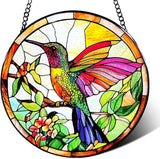Hummingbird Suncatcher Stained Glass, Hummingbird Ornament for Window Hanging –Birds Suncatcher Mother's Day Christmas Birthday Gifts for Bird Lovers Women Men Mom and Nana 7.8 in