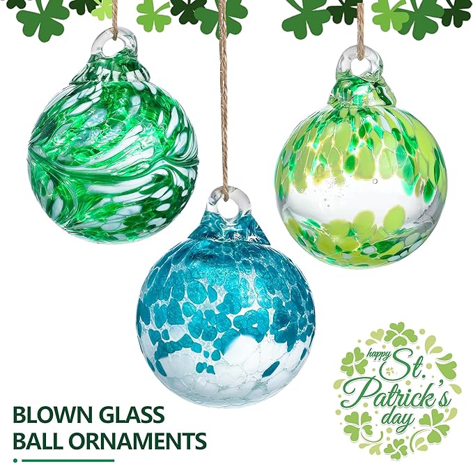 3pcs Hand Blown Glass Gazing Balls 2.3in Hanging Friendship Ball Decor for Home Garden Patio