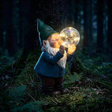 Solar Garden Gnome Statue with Light-Up Bubble, Whimsical Outdoor Decor Figurine with LED Fairy Lights for Patio, Lawn, Yard Art - Unique Waterproof Resin Gardening Gift