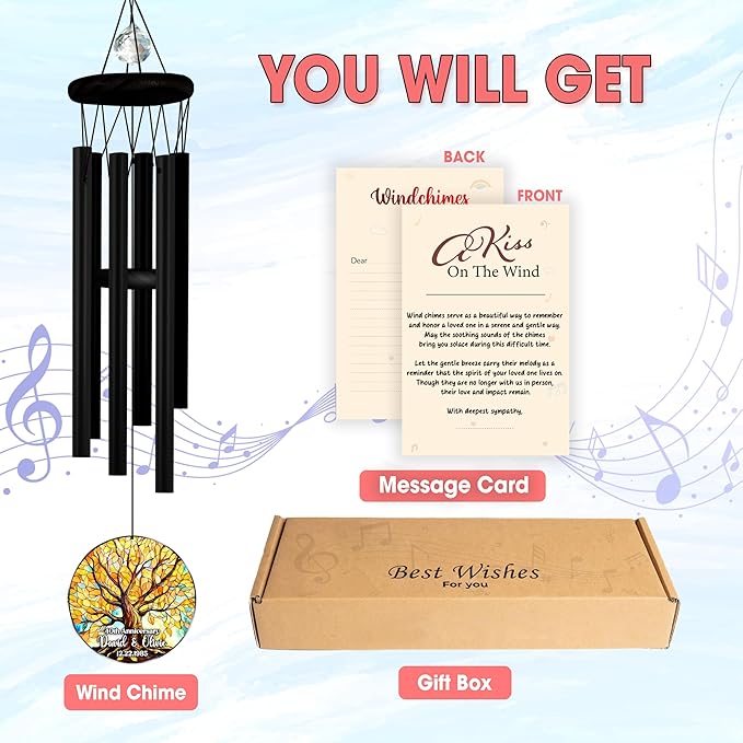 Personalized Wedding Gifts for The Couple, Custom Crystal Tree of Life Wind Chime, Suncatcher Ornament Outdoor Chimes Hanging, Mother's Day Birthday Gifts for Women, Grandma, Nana Garden Décor