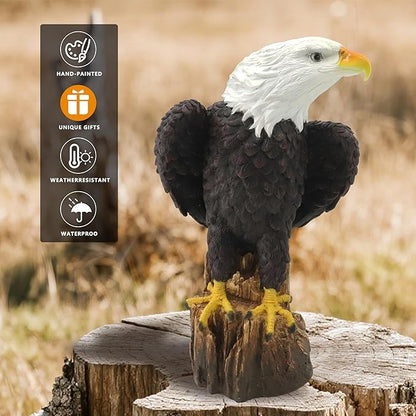 Bald Eagle Statue, Indoor Outdoor Animal Sculptures, Christmas Animal Decoration for Patio Porch Yard, Home Garden Desk Office Decor Art Figurine Ornament