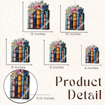 Floral Book Acrylic Suncatcher, Bookish Suncatchers for Window Hanging Ornament, Art Garden Decor for Book Lover Reader Bookworm, Gifts for Mother's Day, Mom, Grandma, Wife, Women, Nana