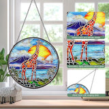 Giraffe Stained Glass Window Hanging Suncatcher with Chain - 7.9" Outdoor/Indoor Art Decor for Home Garden, Thanksgiving, Wedding, Mother's, Valentine's & Christmas Ornaments Present Gifts