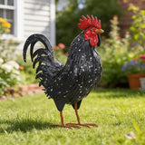 Ratuor Rooster Garden Statue Sculpture Metal Chicken Yard Decor Outdoor Figurines Patio Backyard Decoration (Black)