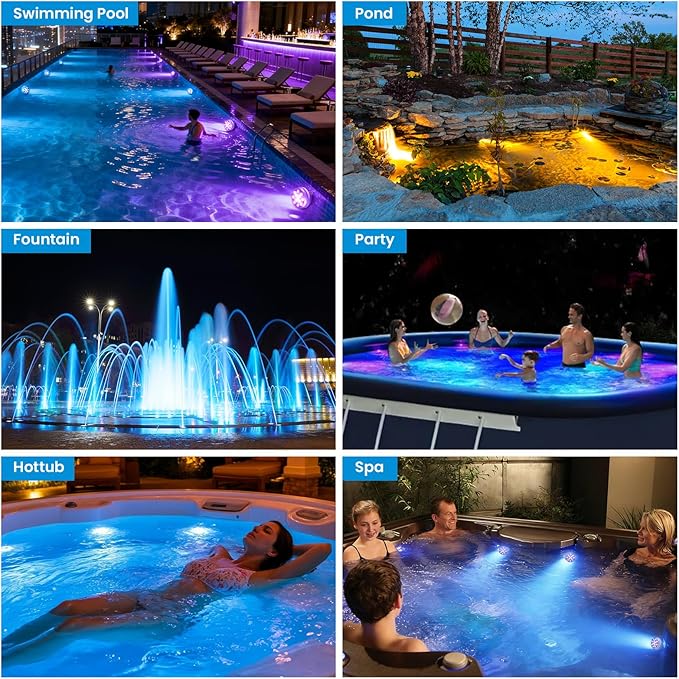 LOFTEK Submersible LED Lights with Remote, 13 LED Pool Lights for Inground Above Ground Pool, IP68 Waterproof 16 Color Changing Underwater Light for Ponds, Hot Tub, Bath, Battery Operated (1 Pack)