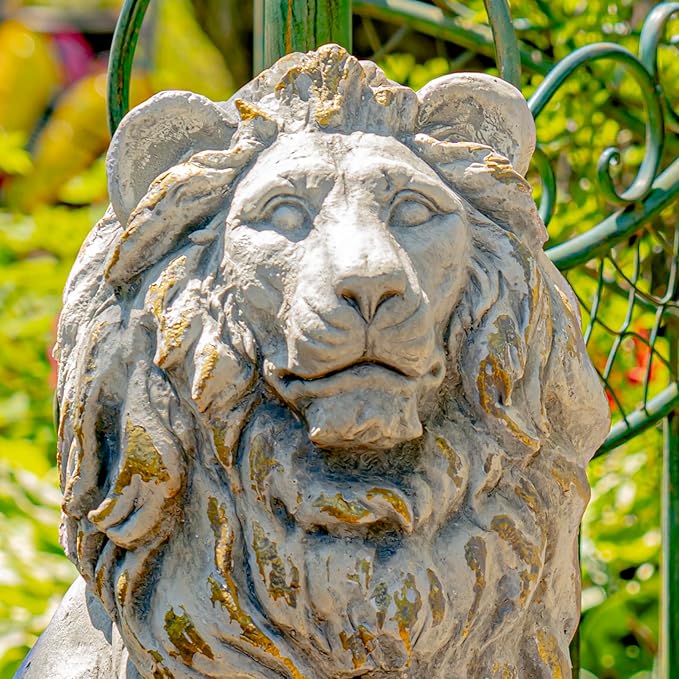 Zaer Ltd. Magnesium Pair of Lion Statues (Outdoor Safe) (27" Tall w/Ball (Set of 2))