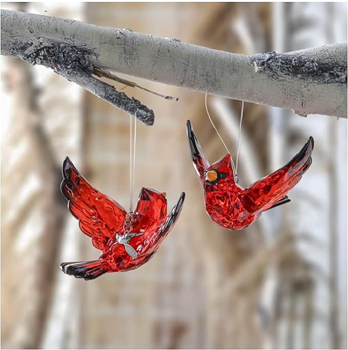 Flying Cardinal Memorial Gift, Red Bird Cardinal Ornament Hanging Acrylic Crystal Window Suncatcher, Cardinals Decor with Story Card, 2026 Hangtag and Suction Cup - Sign of a Visitor from Heaven