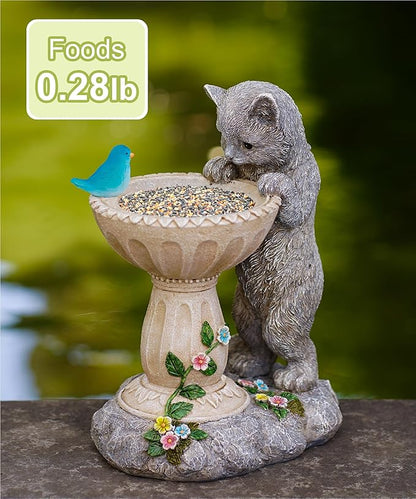 Cat Statues for Bird Bath: Outdoor Sculptures for Garden Lawn Patio Yard Balcony Porch - Unique Gifts for Mother Grandma Women
