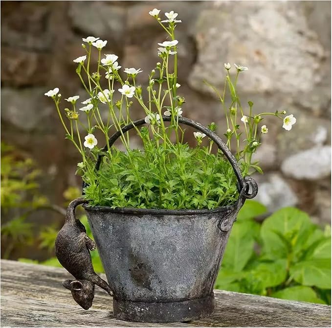 Plant Decorations for Pots, Fairy Garden Accessories, Flower Pot Decorations,Garden Sculptures & Statues, Can Also be Used As Outdoor Statues (Rat)