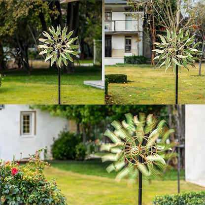 Large Outdoor Metal Wind Spinner,Two-Way Wind Sculptures,360 Degrees Kinetic Wind Spinners Yard Art Decor for Patio, Lawn & Garden 63 * 13.4 Inches