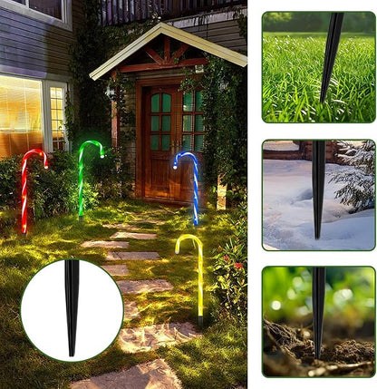 20PCS Replacement Stakes for Christmas Candy Cane Lights Outdoor,Plastic Light Stakes,Used to Maintain Candy Cane Pathway Lights,0.61X9 Inches(Black)