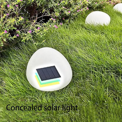 Solar Small Garden Lights Outdoor Glow Cobblestone Shape Lamp Garden Decor Waterproof Landscape Night Lights for Garden Paths, Stairs, Lawns, Patios, Yard, 4 Pack (Color Light)