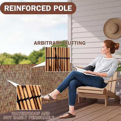 KOIUEYW Bamboo Reed Fencing, Decorative Bamboo Curtains for Patio, Light Russet Privacy Fence Reed Screens Outdoor for Patio Garden Balcony Privacy Screen, 5 x 5 FT