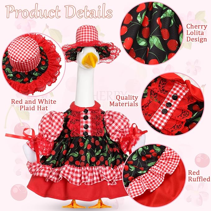 FuWeave Spring Goose Outfit Sunflower Lawn Porch Cement Goose Sunmer Clothes Skirts Hat Wig Forgarden Outdoor Patio Yard Statue Art Decor(Sunflower,17 Inch)