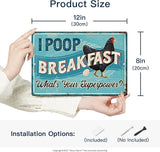 Putuo Decor Chicken Coop Sign, Funny Chicken Egg Metal Signs, I Poop Breakfast What's Your Superpower, Gift Ideas, 12 x 8 Inches Aluminum for Outdoors