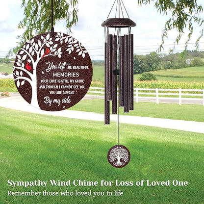 Memorial Gifts for Loss of Mom/Dad - 32" Cardinal Sympathy Wind Chimes with Tree of Life - Bereavement Remembrance Condolence Gifts for Loss of Loved One -Memorial Chimes for Outside Garden