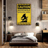 Werewolf Metal Tin Sign Werewolf Breeding Area Folklore Wall Art Decor for Home Farm Forest Garden Grassland Patio Outdoor 12x8 inch