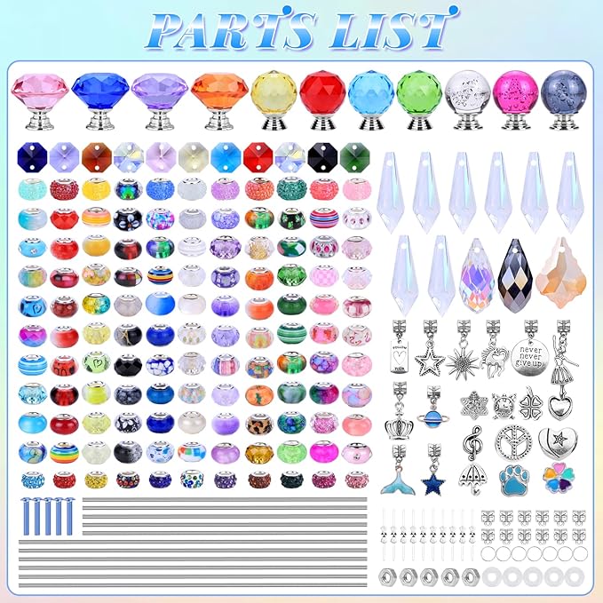 AIPRIDY DIY Fairy Wand Garden Stakes Kit, Crystal Beaded Decorative Wands Set, Outdoor Garden Decoration with Assembly Guide (Mixed Top 390 Pcs)