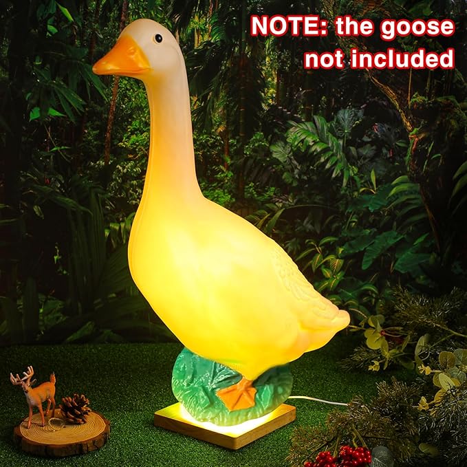 Tujoe Easter Porch Goose Lamp Base Outfit Wooden 3 Color Changing Light Lamp Stand LED Base Display Yard Garden Party Decor, Without Proch Goose