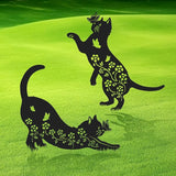 2 Pcs Black Cat Silhouette Cute Metal Cat Decor for Cat Lovers Decorative Garden Stakes for Yard Garden Lawn Outdoor Decorations (Cat)