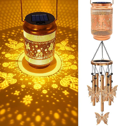 Butterfly Solar Wind Chimes for Outside, Gifts for Mothers Day Mom Women Grandma Birthday Memorial Teacher, 32" Windchimes Outdoor Decor Hanging Solar Lantern for Garden Porch Patio Backyard