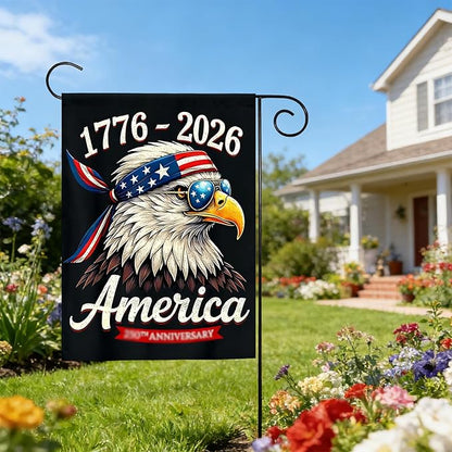 250th Anniversary Garden Flag 1776-2026, 4th of July Garden Flag for Outside, America Garden Decoration, Patriotic Eagle Banner, 12 x 18 Inch Double Sided Yard Flags for Independence Day Decorations
