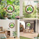 Ireland Shamrock Stained Glass Window Hanging Suncatcher with Chain - 7.9" Clover Outdoor/Indoor Art Decor for Home Garden, St. Patrick's Day, Mother's, Valentine's & Irish Ornaments Present