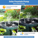 Pleneal 2W Solar Fountain Pump - Upgraded Solar Fountain for Bird Bath with 6 Nozzles, Outdoor solar Water Pump for Garden, Pond, Pool