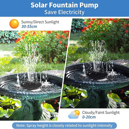Pleneal 2W Solar Fountain Pump - Upgraded Solar Fountain for Bird Bath with 6 Nozzles, Outdoor solar Water Pump for Garden, Pond, Pool