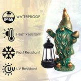 JOYBEE Garden Statues Gnomes with Solar Lantern Outdoor Decor-Gnomes Solar Figurines Lights Decorations for Patio Yard Lawn Ornaments-Gifts for Birthday Easter Housewarming